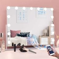 misavanity large hollywood bluetooth makeup vanity mirror with lights, 10x magnification and usb charging, dimmable led lighting, 360 degree rotating – perfect for bedroom logo