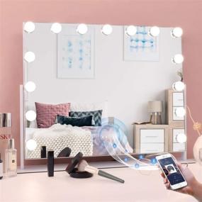 img 4 attached to MISAVANITY Large Hollywood Bluetooth Makeup Vanity Mirror with Lights, 10X Magnification and USB Charging, Dimmable LED Lighting, 360 Degree Rotating – Perfect for Bedroom