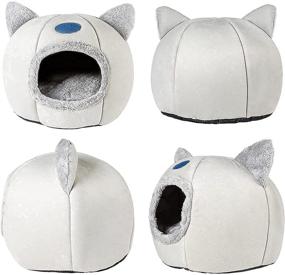 img 3 attached to SolutionPets Semi-Enclosed Cat & Dog Cave Bed - Machine Washable, Easy to Clean, Promotes Deep Sleep & Stress Relief