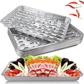 img 4 attached to WYKOO Pack of 15 Aluminum Foil Pans - 13.3 x 9 Inch Food Containers for Barbecue, Baking, Heating, Storing, and Meal Prep - Disposable and Convenient