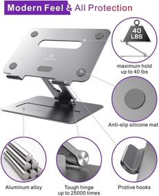 img 2 attached to 📚 Adjustable Aluminum Laptop Stand for Desk - Ergonomic MacBook Stand with Heat-Vent - Compatible with 10-17" Laptops - brocoon