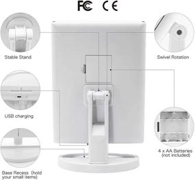 img 2 attached to 💄 Lighted Makeup Mirror with 21 LEDs, Trifold Vanity Mirror with Magnification 3X/5X/10X, 180° Rotation Touch Screen for Cosmetic Beauty, Desk Mirror Tabletop (White) - FASCINATE