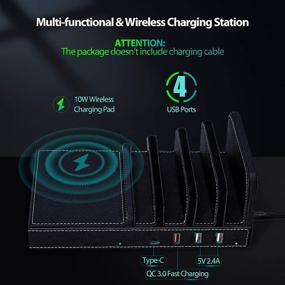 img 3 attached to Ultimate Multi-Device Wireless Charging Station: Qi Charger for iPhone 13, 12, 11, X & 8, iPad, AirPods, Samsung & More - Sleek Black Design