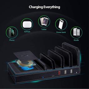 img 2 attached to Ultimate Multi-Device Wireless Charging Station: Qi Charger for iPhone 13, 12, 11, X & 8, iPad, AirPods, Samsung & More - Sleek Black Design
