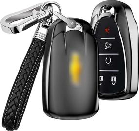 img 4 attached to 🔑 Черный Чехол из мягкого ТПУ для ключей Chevy | Держатель и защитник с кожаным брелоком на шею | Для Chevrolet 2016-2021 Equinox Malibu Cruze Camaro Tahoe Silverado Traverse Blazer Sonic.