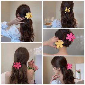 img 2 attached to 💐 8PCS Flower Hair Claw Clips: Big Cute Jaw Clamps for Thick Hair - Strong Hold, 8 Colors