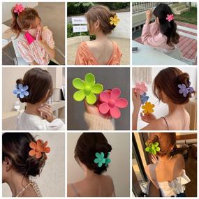 img 1 attached to 💐 8PCS Flower Hair Claw Clips: Big Cute Jaw Clamps for Thick Hair - Strong Hold, 8 Colors