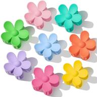 💐 8pcs flower hair claw clips: big cute jaw clamps for thick hair - strong hold, 8 colors logo