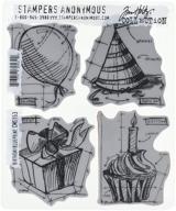 🎂 stampers anonymous tim holtz birthday blueprint rubber stamp set - 7x8.5 inch cling stamps for crafting logo