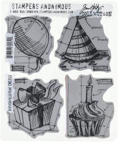 img 2 attached to 🎂 Stampers Anonymous Tim Holtz Birthday Blueprint Rubber Stamp Set - 7x8.5 Inch Cling Stamps for Crafting