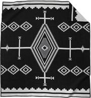 👑 premium pendleton los ojos wool blanket: black/white, king size - luxurious & cozy logo