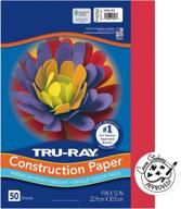 🎄 high-quality holiday red construction paper: tru-ray heavyweight, 9" x 12", pack of 50 sheets logo