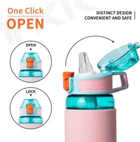 img 2 attached to Teal 16oz BPA-Free Tritan Water Bottle with Straw – 🚰 Leak Proof & Ideal for School Kids, Sports and Outdoor Activities