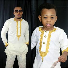 img 3 attached to Stunning HD African Traditional Embroidery: Boys' Clothing Sets and Attire