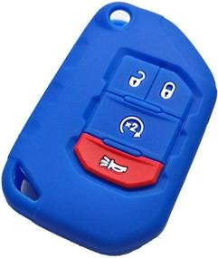 img 3 attached to 🔑 Set of 2 Alegender Silicone 4-Button Flip Key Cover Fob Case Skin Remote Jacket Protector for 2018-2019 Jeep Wrangler JL JLU Rubicon & 2020 Jeep Gladiator JT OHT1130261 - Black & Blue