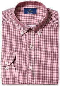 img 4 attached to BUTTONED Воротник на пуговицах Non Iron Burgundy Gingham