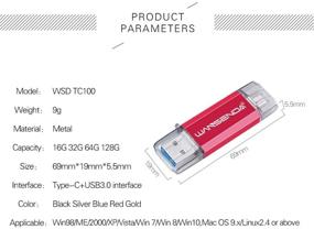 img 3 attached to 🔌 WANSENDA USB C OTG Флеш-накопитель типа C 2 в 1 USB 3.0/3.1 для ПК/ Mac /смартфонов с USB-C Samsung Galaxy S8/S8+/S9/S9+/S10, Note7/8/9, A6S/A9S, LG G6 V30, Google Pixel XL (32 ГБ, красный)