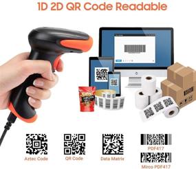 img 1 attached to Tera Fully Upgraded Wireless 2D QR Barcode Scanner with 📱 Stand: Bluetooth, 2.4GHz Wireless, USB Wired Connection & Smart Device Compatibility