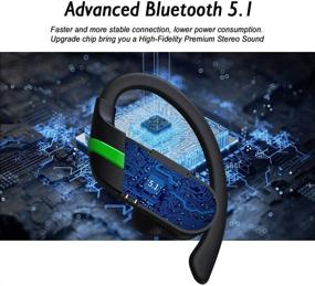 img 3 attached to 🎧 Беспроводные наушники Chstarina Sports - Bluetooth 5.1 Водонепроницаемые наушники с крючком для уха, чехлом для зарядки, 40 часами воспроизведения, глубоким басом, шумоподавлением - отлично подходят для занятий в спортзале, бега