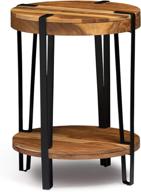 🌲 alaterre furniture ryegate natural solid wood with metal round end table: live edge elegance for a perfect touch of rustic charm! logo