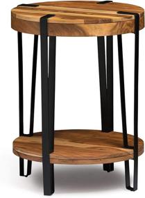 img 2 attached to 🌲 Alaterre Furniture Ryegate Natural Solid Wood with Metal Round End Table: Live Edge Elegance for a Perfect Touch of Rustic Charm!