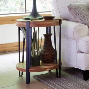 img 1 attached to 🌲 Alaterre Furniture Ryegate Natural Solid Wood with Metal Round End Table: Live Edge Elegance for a Perfect Touch of Rustic Charm!