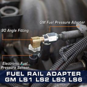 img 3 attached to 🔌 GlowShift -4 AN Fuel Rail Fuel Pressure Sensor Thread Adapter for GM LS1 LS2 LS3 LS6 Engines - Includes 90 Degree Thread Adapter
