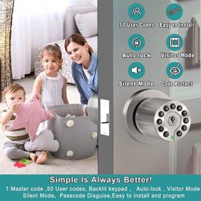 img 3 attached to 🔒 BOTHSTAR Keypad Door Knob with Key: Keyless Entry Door Lock with Auto Lock & 50 User Code, Easy Installation for Home, Office, Hotel, Garage & Bedroom (No Deadbolt)