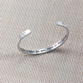 img 1 attached to 🌟 Liforlove Personalized Mantra Cuff Bangle - Inspirational Jewelry with Hidden Message, Ideal Gift for Women - Funny Friendship Bracelets for Best Friends, Sisters