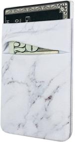 img 3 attached to 📱 uCOLOR Stretchy Lycra Phone Card Holder: Sleek Black White Marble Design for iPhone and Samsung Galaxy"