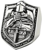 seo-optimized men's knight templar sword ring | gothic crusader shield ring | medieval sword shield ring | cross helmet warrior ring for boys logo