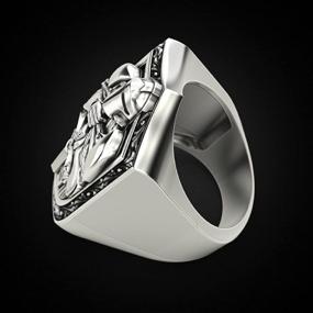 img 1 attached to SEO-Optimized Men's Knight Templar Sword Ring | Gothic Crusader Shield Ring | Medieval Sword Shield Ring | Cross Helmet Warrior Ring for Boys