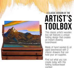 img 1 attached to 🖌️ US Art Supply Walnut Storage Box & Foldable Drawing Easel Combo: 2-Drawer Wooden Organizer with Adjustable Features