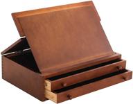 🖌️ us art supply walnut storage box & foldable drawing easel combo: 2-drawer wooden organizer with adjustable features logo