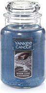 yankee candle - духи "теплый шелковый кашемир" - премиум пафиновая свеча - длительное горение 150 часов - большой баночка,1556004, голубая логотип