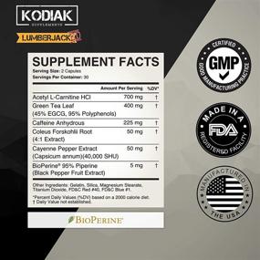 img 3 attached to 🌲 "СЖИГАТЕЛЬ LUMBERJACKED от Kodiak Supplements: Мускульный рост, Энергетический прилив, Улучшенная концентрация и Жиросжигание - Ацетил L-Карнитин и экстракт зеленого чая - 60 капсул