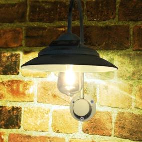 img 2 attached to Stylish and Energy-Efficient Goodeco Solar Barn Light: Vintage Industrial Outdoor Wall Sconce Lighting in Retro Blue