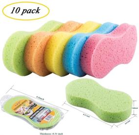 img 3 attached to 🧽 Kingopt 10 Pack Car Wash Sponges: Multi-Functional & Multi-Color Cleaning Sponges with Compressed Vacuum Packing