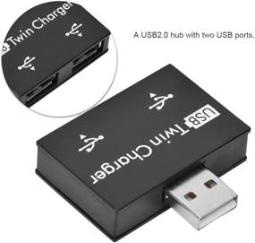 img 2 attached to 💻 Bewinner USB2.0 Hub - Small & Portable Aluminum Alloy Connection Adapter Converter Separator with Two USB Ports - Suitable for USB Docking (Black)