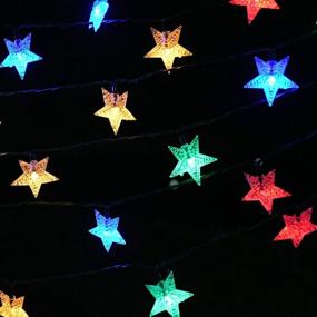 img 1 attached to 🌟 Huacenmy Outdoor Solar Star String Lights: Vibrant 30ft 50LED Multicolor Twinkle Lights for Garden Decor, Playhouse, Lawn, Patio, and Landscape - Solar Powered Lights for Christmas, Spring, Summer Parties