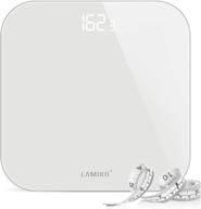 🛁 lamiko ultra slim round corner design digital body weight scale with step-on technology, led display for bathroom, gym, yoga studio – battery operated, 396 lbs capacity (white) logo