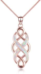 img 4 attached to 🍀 Ireland-Inspired YFN Celtic Knot Opal Pendant: Infinity Love Sterling Silver CZ Necklace (18")