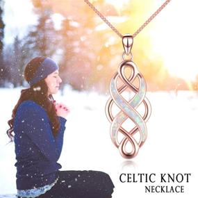 img 3 attached to 🍀 Ireland-Inspired YFN Celtic Knot Opal Pendant: Infinity Love Sterling Silver CZ Necklace (18")