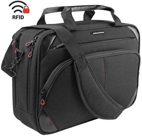 img 4 attached to 🎒 KROSER 15.6 Inch Laptop Bag - Briefcase Messenger Bag Water Repellent Computer Case with RFID Pockets - Durable Tablet Sleeve for Business/College - Black/Red - Ideal for Women and Men