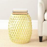 safavieh home collection lydia steelworks iron stripes stool - yellow matte logo