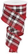 🎀 vibrant plaid woven edge ribbon - 2.5" x 10 yards - red, black, white - premium quality! logo