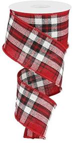 img 1 attached to 🎀 Vibrant Plaid Woven Edge Ribbon - 2.5" x 10 Yards - Red, Black, White - Premium Quality!