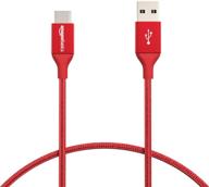 amazon basics 1ft красный нейлоновый usb-c к usb-a 2.0 кабель для быстрой зарядки - эффективный и прочный логотип