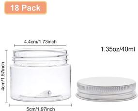 img 3 attached to BENECREAT 18 Pack Clear Plastic Storage Containers 40ml with Aluminum Screw Caps for Travel Cosmetics Body Care, DIY Arts Crafts, Beads, Dry Food Snacks