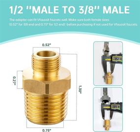 img 2 attached to Vfauosit 1/2 to 3/8 Reducer & 3/8 to 1/2 RV Faucet Adapter - Brass Compression Fitting for Plumbing Water Hose (2 Pieces)